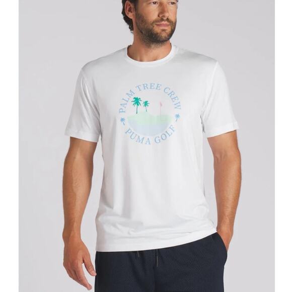 Puma x PTC Men's White Glow Island Golf T-Shirt Size S - Picture 1 of 8